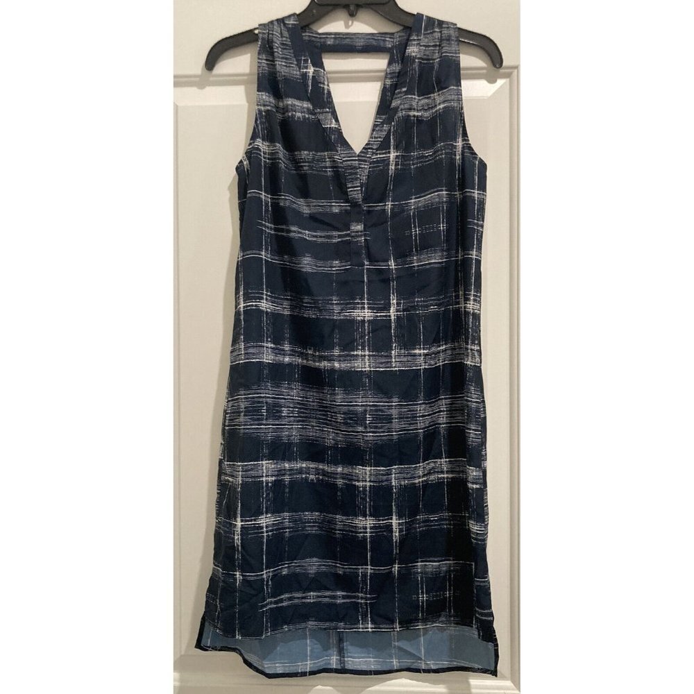 Barneys New York 2 shift dress cut out back & front Plaid Casual Sleeveless NEW